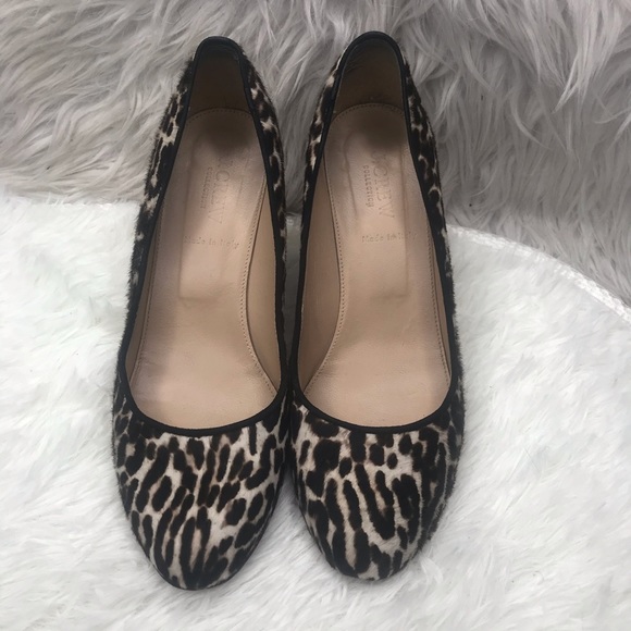 J Crew Leopard Animal Print Wedge Heels 7.5 - Picture 3 of 8